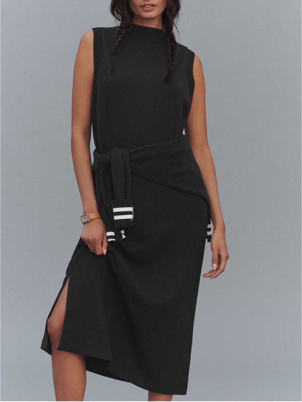Varley Beatrice Sleeveless Midi Dress Black M - Picture 3 of 6